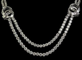 Fine Quality Lady's approx. 16.50 Carat Round and Baguette Cut Diamond and Platinum Necklace