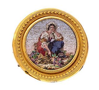 An Antique Yellow Gold and Micromosaic Brooch, 11.00 dwts.