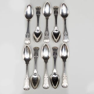 Set of Ten Early American Silver Teaspoons