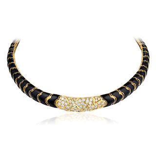 Ada de Maurier Enamel and Diamond Collar Necklace