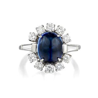 An Unheated Ceylon Sapphire and Diamond Ring