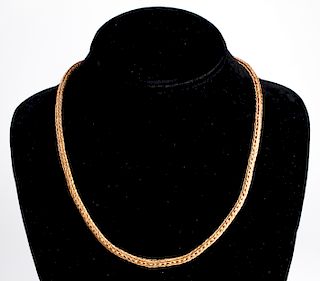 18K Gold Diamonds Near Clasp Braided Necklace