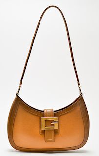 Gucci Tan Leather and Gold-Tone Vintage Purse
