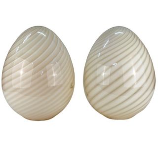 Vetri Mid-Century Modern Murano Glass Egg Lamps Pr