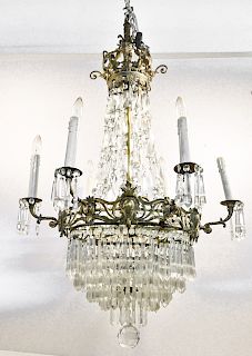 Empire Style Six Light Crystal Chandelier