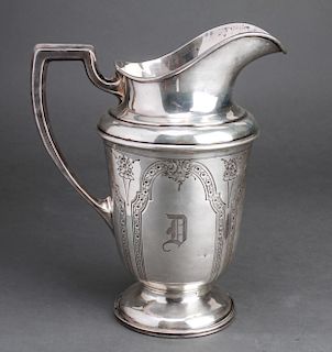 American Sterling Silver Engraved Water Pitcher