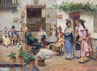 * José Rico y Cejudo, (Spanish, 1864-1939) , Courtyard Scene