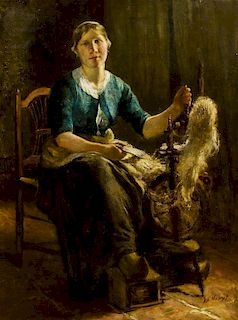 * Albert Jan Neuhuys, (Dutch, 1844-1914), Woman Spinning