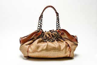 Christian Louboutin Woven Cloth & Leather Bag