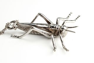 Sterling Silver Grasshopper Pendant Necklace