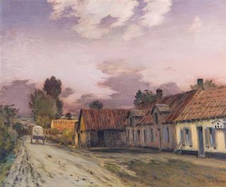 * Jean Charles Cazin, (France, 1841-1901), Village Road
