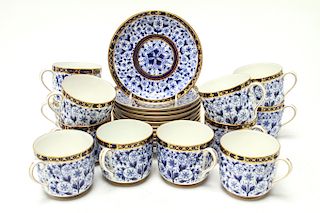 Royal Crown Derby Blue & White Teacups, Saucers 23
