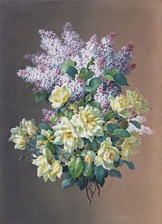 Raoul Maucherat de Longpre, (French, 1855-1911), Roses and Lilacs