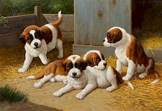 Anton Karssen, (Dutch, b. 1945), St. Bernard Puppies