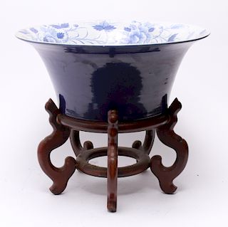 Chinese Blue & White Lotus Porcelain Bowl