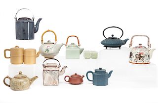 Asian and Asian Manner Teapots and Cups, 14 Pcs.