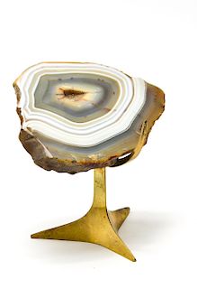 Agate Geode Mineral Specimen on Stand