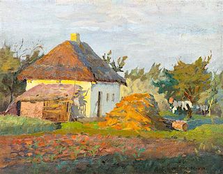 * Jan Stanislawski, (Polish, 1860-1907), Cottages in Twilight