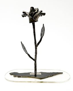 Judaica Rocket Metal Israeli Flower Sculpture