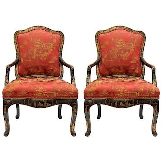 Chinoiserie Portuguese Occasional Chairs, Pair