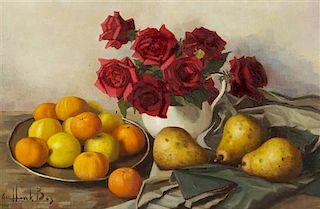 Henk Bos, (Dutch, 1901-1979), Still Life with Pears and Roses