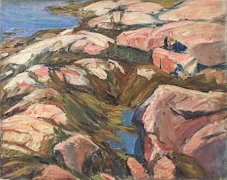 Agnes Richmond 'Rocky Coastline,' Oil on Canvas