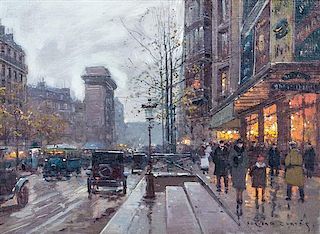Edouard Leon Cortes, (French, 1882-1969), Paris Street Scene