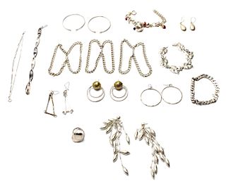 Silver Jewelry Bracelets Earrings & Ring, 21