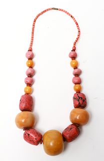 African Amber w Other Beads Necklace
