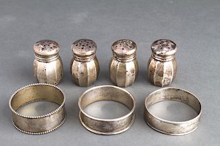 Sterling Silver Napkin Rings and S&P Shakers Group