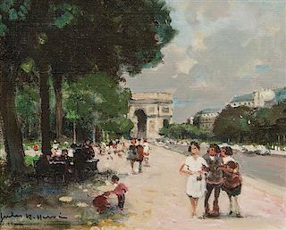 Jules Rene Herve, (French, 1887-1981), Children on the Champs Elysees