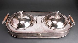 Regency Style Silverplate Double Chafing Dish