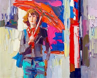 Nicola Simbari, (Italian, 1927-2012), Woman with Umbrella