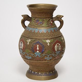 Japanese Bronze & Champleve Enamel Vase