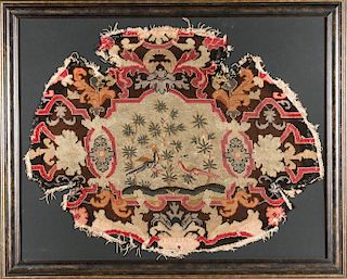 Chinoiserie Style Needlepoint Embroidery Panel