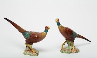 Italian Porcelain Hand-Painted Pheasant Figures, 2