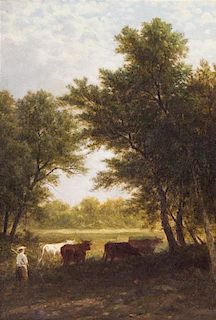 Attributed to John Williams Casilear, (American, 1811-1893), Landscape with Cows