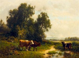 * William McDougal Hart, (Scottish/American, 1823-1894), Grazing Cattle, c. 1860
