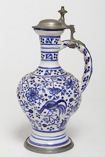 Johannes Lipp Jug, Blue & White Art Pottery