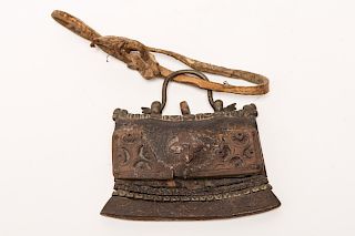African Tribal Bronze & Leather Fetish Amulet
