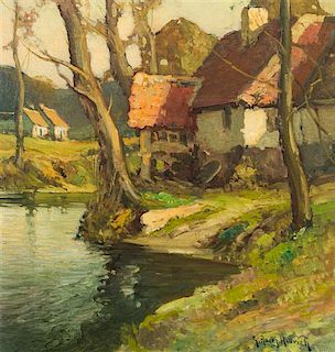 George Ames Aldrich, (American, 1872-1941), Normandy River Scene