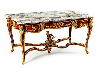 A Louis XV Style Gilt-Bronze-Mounted Tulipwood Salon Table