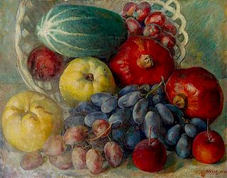 Maurice Grosser, (American, 1903-1986), Still Life with Pomegranates and Grapes, 1936