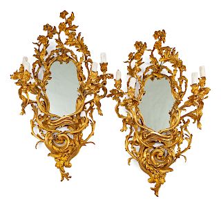 A Pair of Louis XV Style Gilt-Bronze Four-Light Girandoles