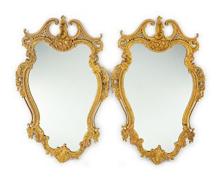 A Pair of Louis XV Style Gilt-Bronze Mirrors