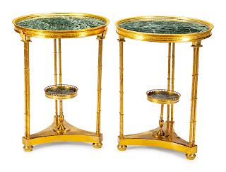 A Pair of Neoclassical Style Gilt-Bronze Two-Tier Gueridons