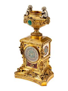 A French Gilt-Bronze and Specimen Marble Clock