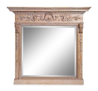 A Neoclassical Style Pine Overmantel Mirror
