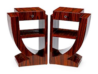 A Pair of Art Deco Style Rosewood Nightstands
