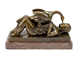 A Patinated Bronze Group: Leda and the Swan